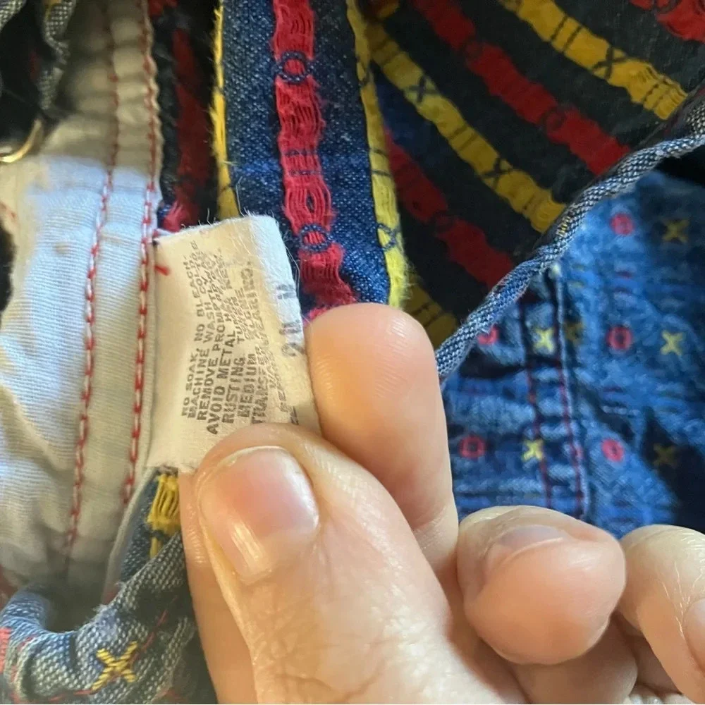 Vintage Osh Kosh B’Gosh denim‎ x o tic tac toe printed overalls 24M